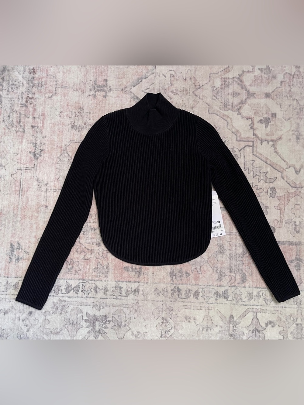 NWT Alo Denim Knit Backless Long Sleeve - Black/Anthracite - Picture 2 of 9